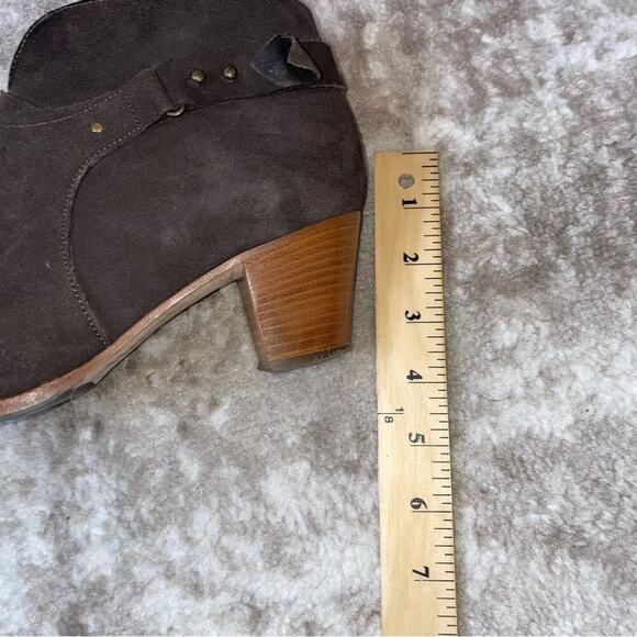 Anyi Lu Suede Ankle Boots booties made in Italy chocolate brown chunky heel SZ 7 - Picture 2 of 7